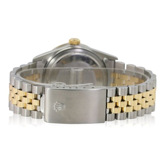 ROLEX DATEJUST CHAMPAGNE TAPESTRY INDEX DIAL DIAMOND 18KY & STEEL JUBILEE 16233 - Picture 7 of 7